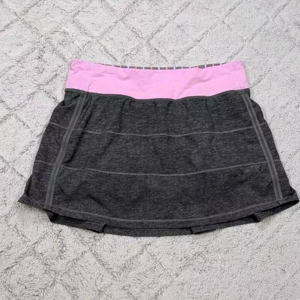 Lululemon Skirt Women's 6 Gray Heathered Vintage Pink Pace Rival II Ruffle